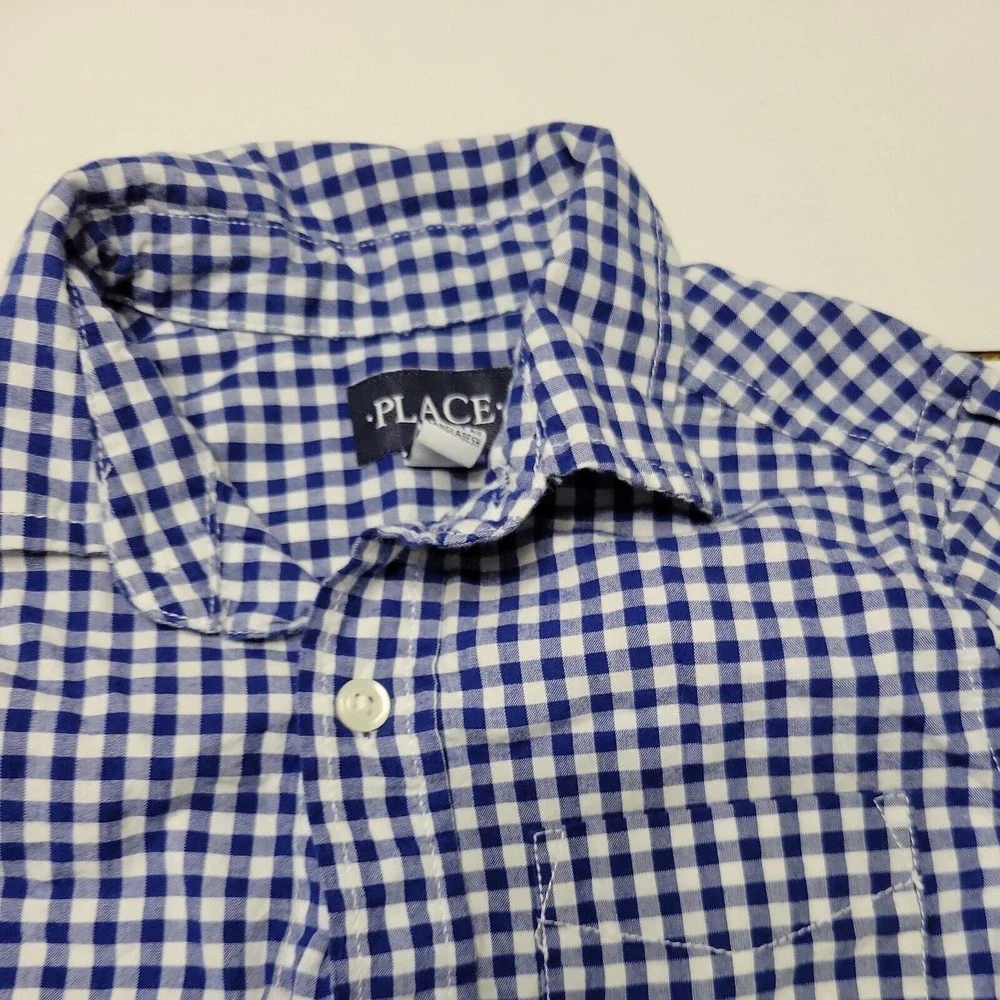 Childrens Place Est 1989 Place Boy 5/6 Button Up Shirt Blue Stripe Pocket Cotton
